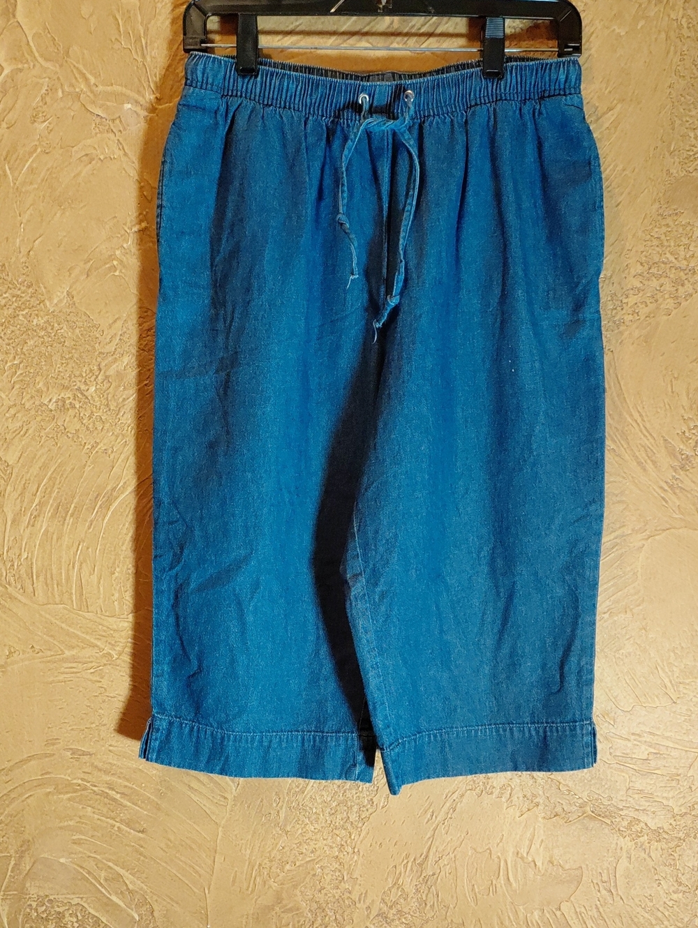 Karen Scott Relaxed Drawstring Denim Joggers in Blue